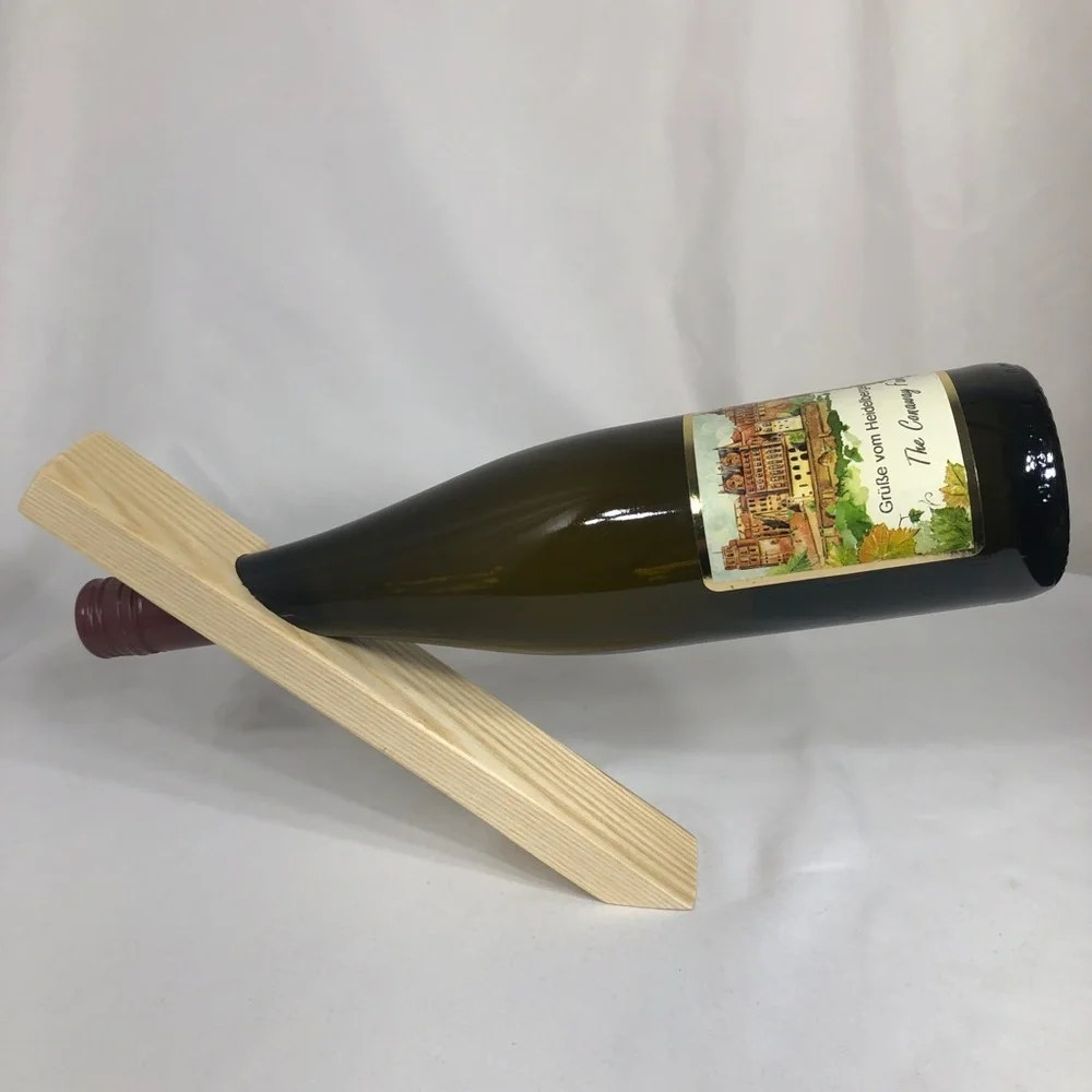 Tapered Wood Gravity Balancing Board Wine Bottle Holder